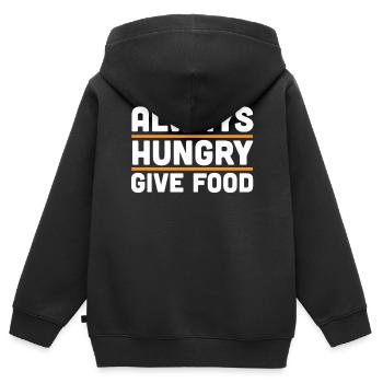 Chemise affamée drôle - cadeau toujours affamé - Sweat Premium à capuche zippé enfant bio - noir - Dos - AI Model Kid Male (0cm)