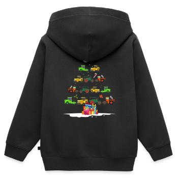 Christmas kids excavator machines Christmas tree - Kids Premium Organic Zip-up Hoodie - black - Back - AI Model Kid Male (0cm)