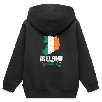Irland - Kinder Premium Organic Zip Hoodie - Schwarz - Hinten - AI Model Kid Male (0cm)
