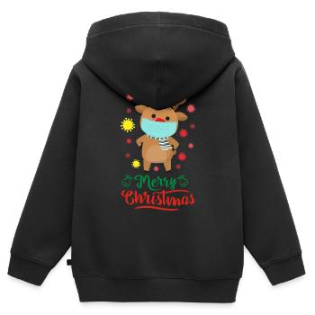 Rentier Elch Mundschutz Weihnachten Geschenk - Kinder Premium Organic Zip Hoodie - Schwarz - Hinten - AI Model Kid Male (0cm)