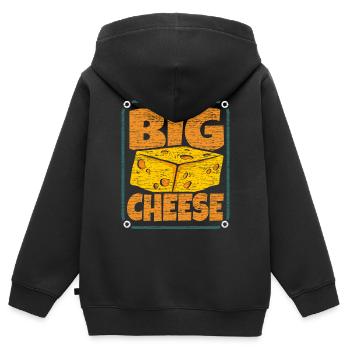Käse - Kinder Premium Organic Zip Hoodie - Schwarz - Hinten - AI Model Kid Male (0cm)