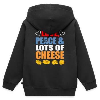 Käse - Kinder Premium Organic Zip Hoodie - Schwarz - Hinten - AI Model Kid Male (0cm)