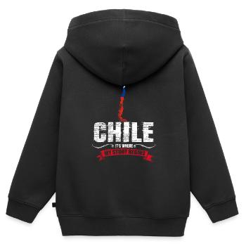 Chile - Kinder Premium Organic Zip Hoodie - Schwarz - Hinten - AI Model Kid Male (0cm)