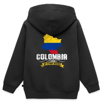 Colombie Fan - Sweat Premium à capuche zippé enfant bio - noir - Dos - AI Model Kid Male (0cm)