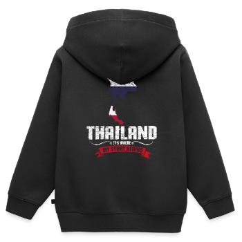 Thaïlande - Sweat Premium à capuche zippé enfant bio - noir - Dos - AI Model Kid Male (0cm)