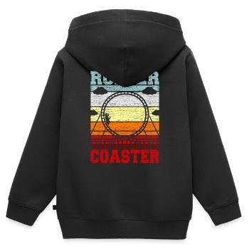 Montagnes russes - Sweat Premium à capuche zippé enfant bio - noir - Dos - AI Model Kid Male (0cm)