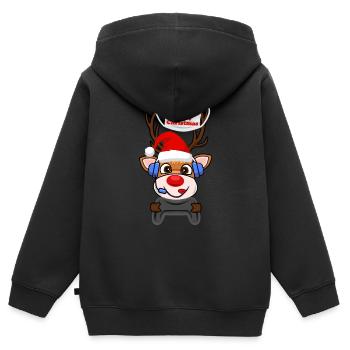 Masque Corona de renne de Noël Gaming Gamer - Sweat Premium à capuche zippé enfant bio - noir - Dos - AI Model Kid Male (0cm)