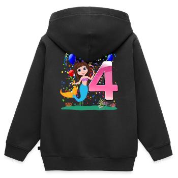 Mermaid 4 years for 4th birthday for girls - Kids Premium Organic Zip-up Hoodie - black - Back - AI Model Kid Male (0cm)