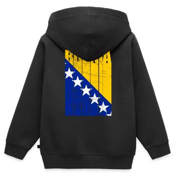 Drapeau de la Bosnie - Sweat Premium à capuche zippé enfant bio - noir - Dos - AI Model Kid Male (0cm)