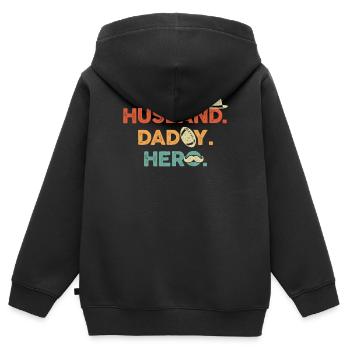 Papa papa - Sweat Premium à capuche zippé enfant bio - noir - Dos - AI Model Kid Male (0cm)