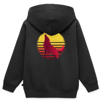 Wolf Wölfe Heulen - Kinder Premium Organic Zip Hoodie - Schwarz - Hinten - AI Model Kid Male (0cm)