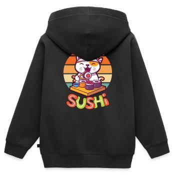 Sushi - Sweat Premium à capuche zippé enfant bio - noir - Dos - AI Model Kid Male (0cm)