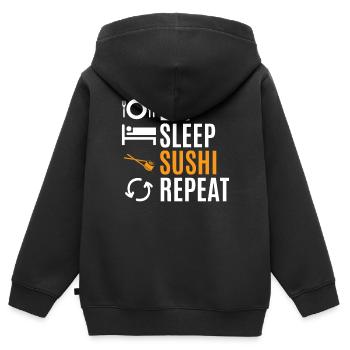 Sushi - Sweat Premium à capuche zippé enfant bio - noir - Dos - AI Model Kid Male (0cm)