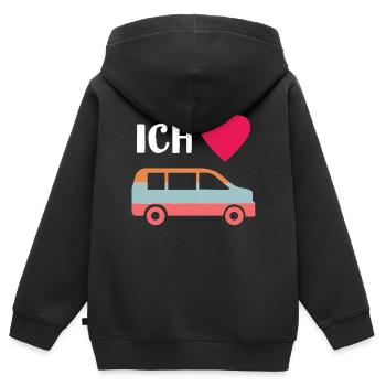 Van - Bus - Liebe - Transporter - Kinder Premium Organic Zip Hoodie - Schwarz - Hinten - AI Model Kid Male (0cm)