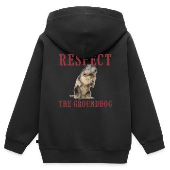 groundhog day, Murmeltiertag 2021, Schatten - Kinder Premium Organic Zip Hoodie - Schwarz - Hinten - AI Model Kid Male (0cm)