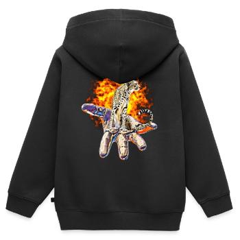 guépard - Sweat Premium à capuche zippé enfant bio - noir - Dos - AI Model Kid Male (0cm)