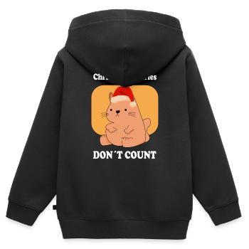Katze Weihnachtsplätzchen Backen Kalorien Zunehmen - Kinder Premium Organic Zip Hoodie - Schwarz - Hinten - AI Model Kid Male (0cm)
