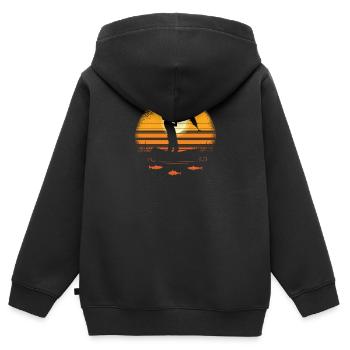 Angeln Angelnrute Fisherboot Angeln Angler - Kinder Premium Organic Zip Hoodie - Schwarz - Hinten - AI Model Kid Male (0cm)