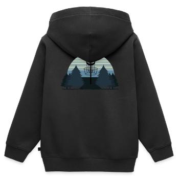 Frisbee Golf, Frisbee Golf blöder Baum, Korb - Kinder Premium Organic Zip Hoodie - Schwarz - Hinten - AI Model Kid Male (0cm)