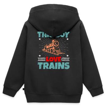 train - Sweat Premium à capuche zippé enfant bio - noir - Dos - AI Model Kid Male (0cm)