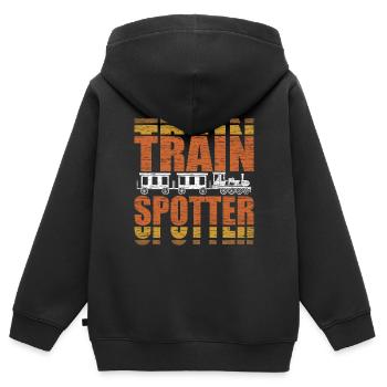 train - Sweat Premium à capuche zippé enfant bio - noir - Dos - AI Model Kid Male (0cm)