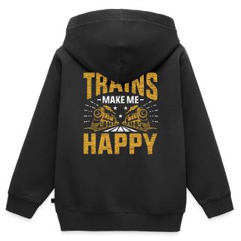 train - Sweat Premium à capuche zippé enfant bio - noir - Dos - AI Model Kid Male (0cm)