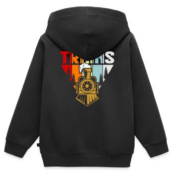 train - Sweat Premium à capuche zippé enfant bio - noir - Dos - AI Model Kid Male (0cm)