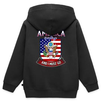 Fan d’Amérique - Sweat Premium à capuche zippé enfant bio - noir - Dos - AI Model Kid Male (0cm)