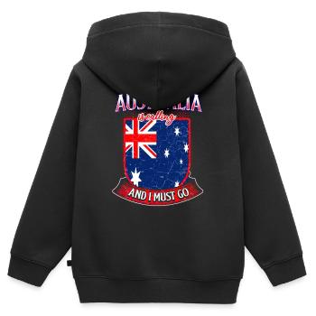 Australie Fan - Sweat Premium à capuche zippé enfant bio - noir - Dos - AI Model Kid Male (0cm)