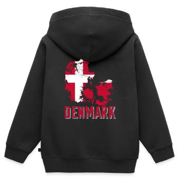 Danemark Pavillon pays Frontière - Sweat Premium à capuche zippé enfant bio - noir - Dos - AI Model Kid Male (0cm)