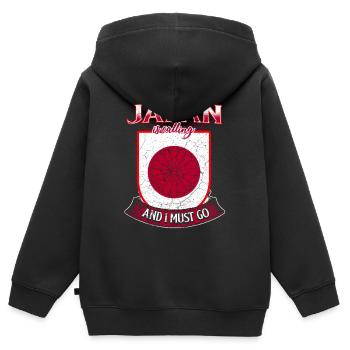 Japon Fan - Sweat Premium à capuche zippé enfant bio - noir - Dos - AI Model Kid Male (0cm)