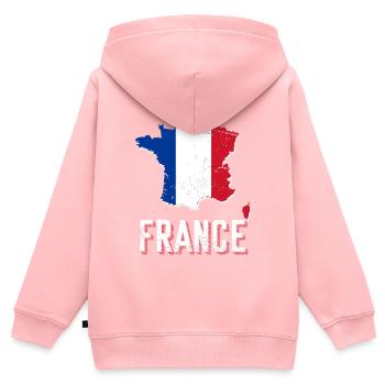 Frankreich - Kinder Premium Organic Zip Hoodie - Rosa - Hinten - AI Model Kid Female (0cm)