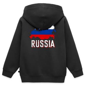 Russia Flag Map - Kids Premium Organic Zip-up Hoodie - black - Back - AI Model Kid Male (0cm)