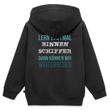 Binnenschiffer Spruch Schifffahrt Binnenschifferin - Kinder Premium Organic Zip Hoodie - Schwarz - Hinten - AI Model Kid Male (0cm)