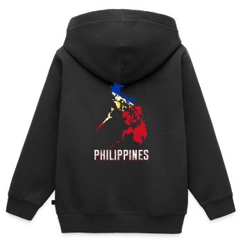 Philippines - Sweat Premium à capuche zippé enfant bio - noir - Dos - AI Model Kid Male (0cm)