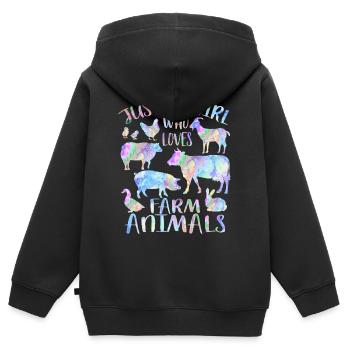 Nur ein Mädchen, das Nutztiere liebt - Kinder Premium Organic Zip Hoodie - Schwarz - Hinten - AI Model Kid Male (0cm)