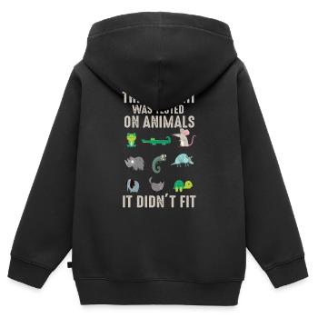 testé sur des animaux testés sur des animaux il ne rentre pas - Sweat Premium à capuche zippé enfant bio - noir - Dos - AI Model Kid Male (0cm)
