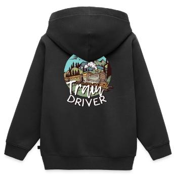 train - Sweat Premium à capuche zippé enfant bio - noir - Dos - AI Model Kid Male (0cm)