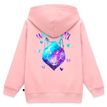 Wolfsmädchen - Kinder Premium Organic Zip Hoodie - Rosa - Hinten - AI Model Kid Female (0cm)