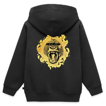 Singe - Sweat Premium à capuche zippé enfant bio - noir - Dos - AI Model Kid Male (0cm)