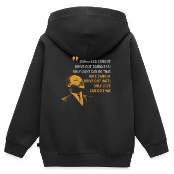 luther, luther blk, I have a dream - Kinder Premium Organic Zip Hoodie - Schwarz - Hinten - AI Model Kid Male (0cm)
