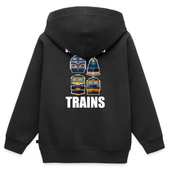 train - Sweat Premium à capuche zippé enfant bio - noir - Dos - AI Model Kid Male (0cm)