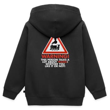 train - Sweat Premium à capuche zippé enfant bio - noir - Dos - AI Model Kid Male (0cm)