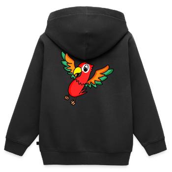 perroquet - Sweat Premium à capuche zippé enfant bio - noir - Dos - AI Model Kid Male (0cm)