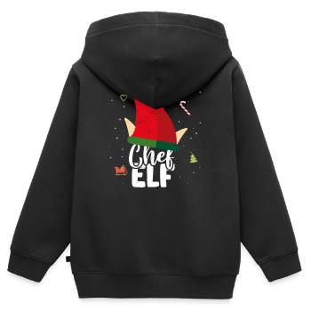 Chef onze partenaire de noël famille enfants - Sweat Premium à capuche zippé enfant bio - noir - Dos - AI Model Kid Male (0cm)