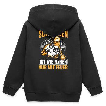 Schweißer Schweissen - Kinder Premium Organic Zip Hoodie - Schwarz - Hinten - AI Model Kid Male (0cm)