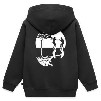 Boogie Woogie Tanz -Mond Spiegelung - Kinder Premium Organic Zip Hoodie - Schwarz - Hinten - AI Model Kid Male (0cm)