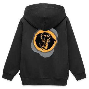 Hunter Jagen Jäger Hunting Rotwild Geweih Hirsch - Kinder Premium Organic Zip Hoodie - Schwarz - Hinten - AI Model Kid Male (0cm)