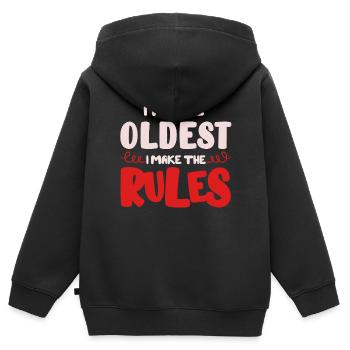 Geschwister, Geschwister jüngste, älteste - Kinder Premium Organic Zip Hoodie - Schwarz - Hinten - AI Model Kid Male (0cm)