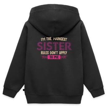 Geschwister, Geschwister Schwestern, älteste - Kinder Premium Organic Zip Hoodie - Schwarz - Hinten - AI Model Kid Male (0cm)